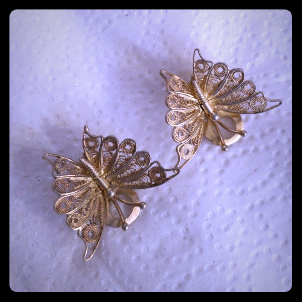 Vintage clip on butterfly  earrings #5